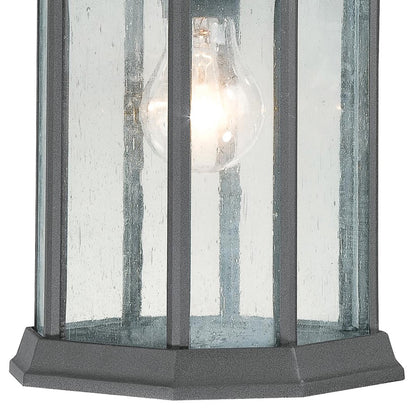 Atlas Lighting Hawthorne 14in 1-Light Outdoor Wall Sconce | Traditional Black and Clear Seeded Glass | Porch & Entryway | Model OL11150-BK