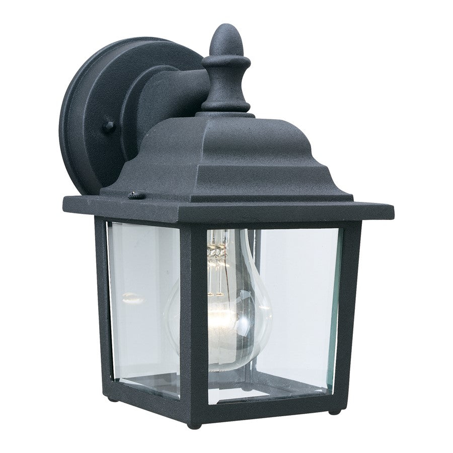 Atlas Lighting Hawthorne 8.5in 1-Light Outdoor Sconce | Traditional Black and Clear Glass | Entryway & Porch | 5.5 x 6.5 x 8.5 in | Model OL11152-BK
