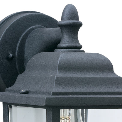 Atlas Lighting Hawthorne 8.5in 1-Light Outdoor Sconce | Traditional Black and Clear Glass | Entryway & Porch | 5.5 x 6.5 x 8.5 in | Model OL11152-BK