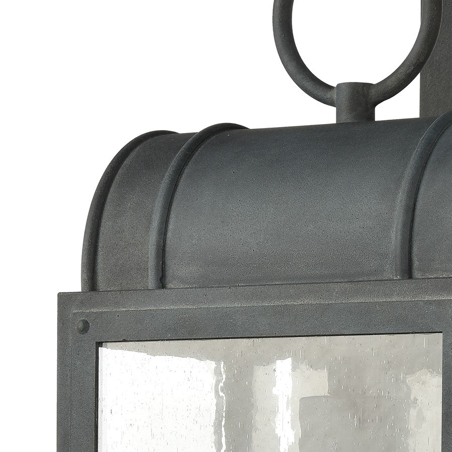 Atlas Heritage Hills 19in 1-Light Outdoor Sconce | Traditional Aged Zinc and Clear Seeded Glass | Entryway & Covered Patio | Model OL11155-GY