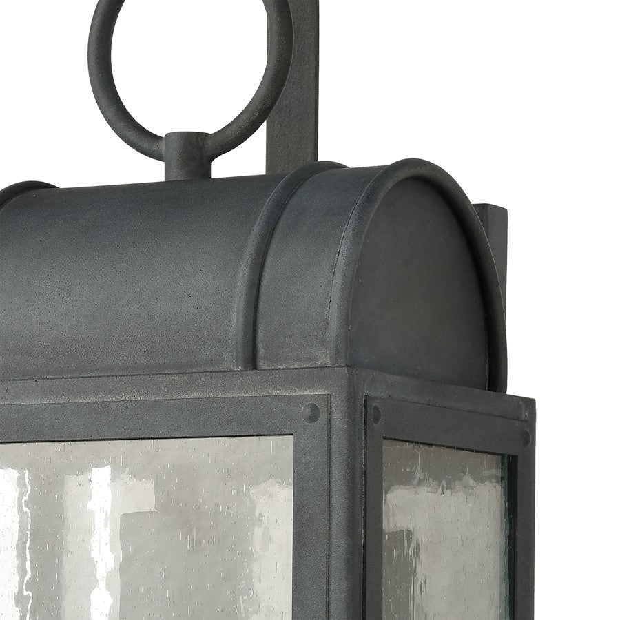 Atlas Heritage Hills 19in 1-Light Outdoor Sconce | Traditional Aged Zinc and Clear Seeded Glass | Entryway & Covered Patio | Model OL11155-GY