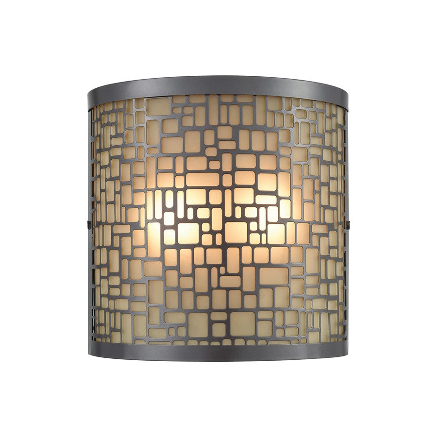 Atlas Hooper 8in 2-Light Outdoor Sconce | Modern Oil Rubbed Bronze and Amber Glass | Entryway & Patio | 8 x 4 x 8 in | Model OL11156-BK
