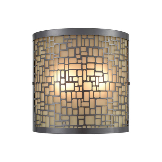 Atlas Hooper 8in 2-Light Outdoor Sconce | Modern Oil Rubbed Bronze and Amber Glass | Entryway & Patio | 8 x 4 x 8 in | Model OL11156-BK