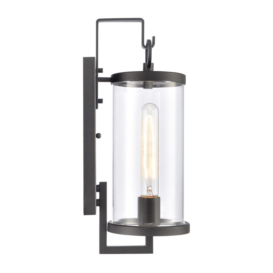 Atlas Hopkins 15in 1-Light Outdoor Sconce | Transitional Charcoal and Clear Glass | Entryway & Covered Patio | 5.5 x 7 x 15.5 in | Model OL11157-BK