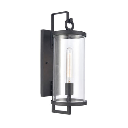 Atlas Hopkins 18in 1-Light Outdoor Sconce | Transitional Charcoal and Clear Glass | Entryway & Covered Patio | 6.25 x 8 x 17.75 in | Model OL11158-BK