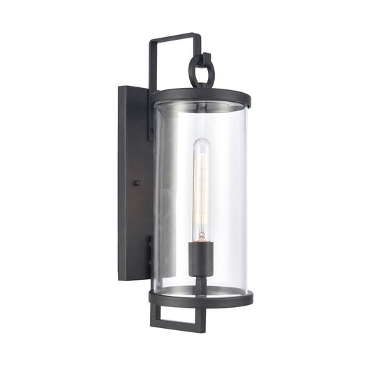 Atlas Hopkins 18in 1-Light Outdoor Sconce | Transitional Charcoal and Clear Glass | Entryway & Covered Patio | 6.25 x 8 x 17.75 in | Model OL11158-BK