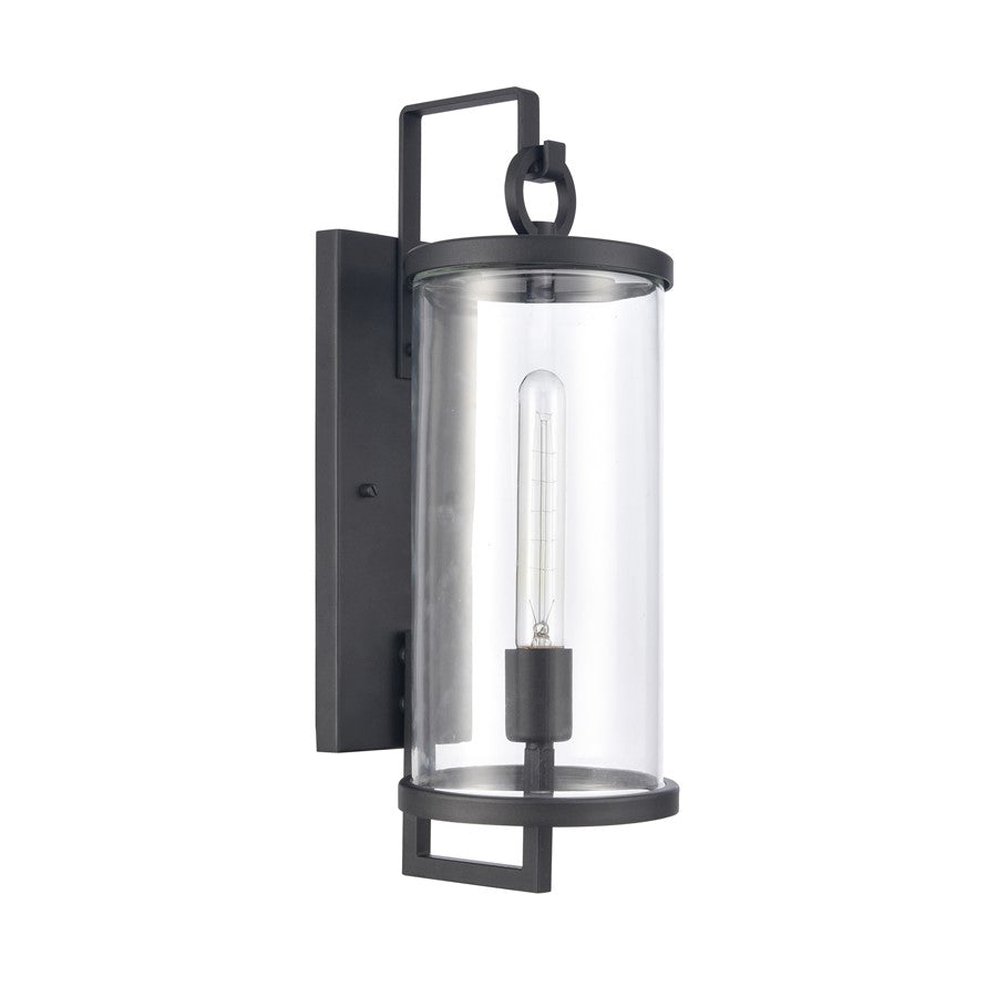 Atlas Hopkins 18in 1-Light Outdoor Sconce | Transitional Charcoal and Clear Glass | Entryway & Covered Patio | 6.25 x 8 x 17.75 in | Model OL11158-BK