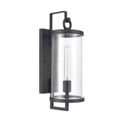 Atlas Hopkins 18in 1-Light Outdoor Sconce | Transitional Charcoal and Clear Glass | Entryway & Covered Patio | 6.25 x 8 x 17.75 in | Model OL11158-BK