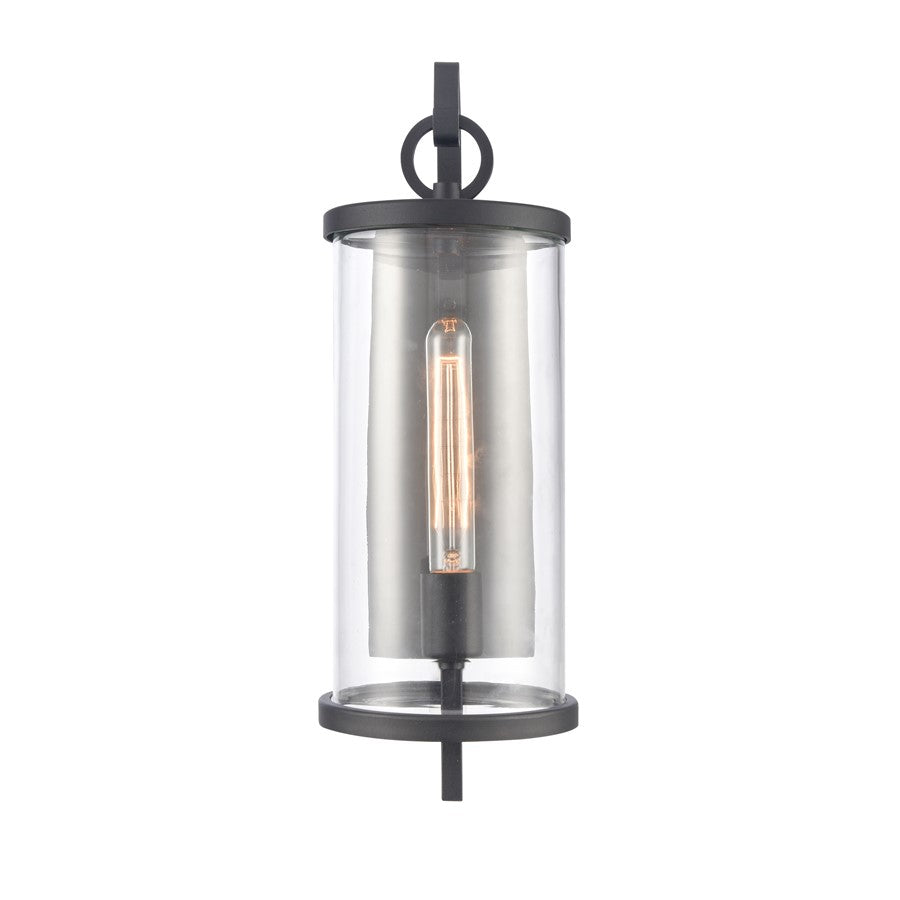 Atlas Hopkins 18in 1-Light Outdoor Sconce | Transitional Charcoal and Clear Glass | Entryway & Covered Patio | 6.25 x 8 x 17.75 in | Model OL11158-BK