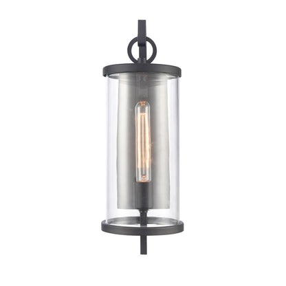 Atlas Hopkins 18in 1-Light Outdoor Sconce | Transitional Charcoal and Clear Glass | Entryway & Covered Patio | 6.25 x 8 x 17.75 in | Model OL11158-BK