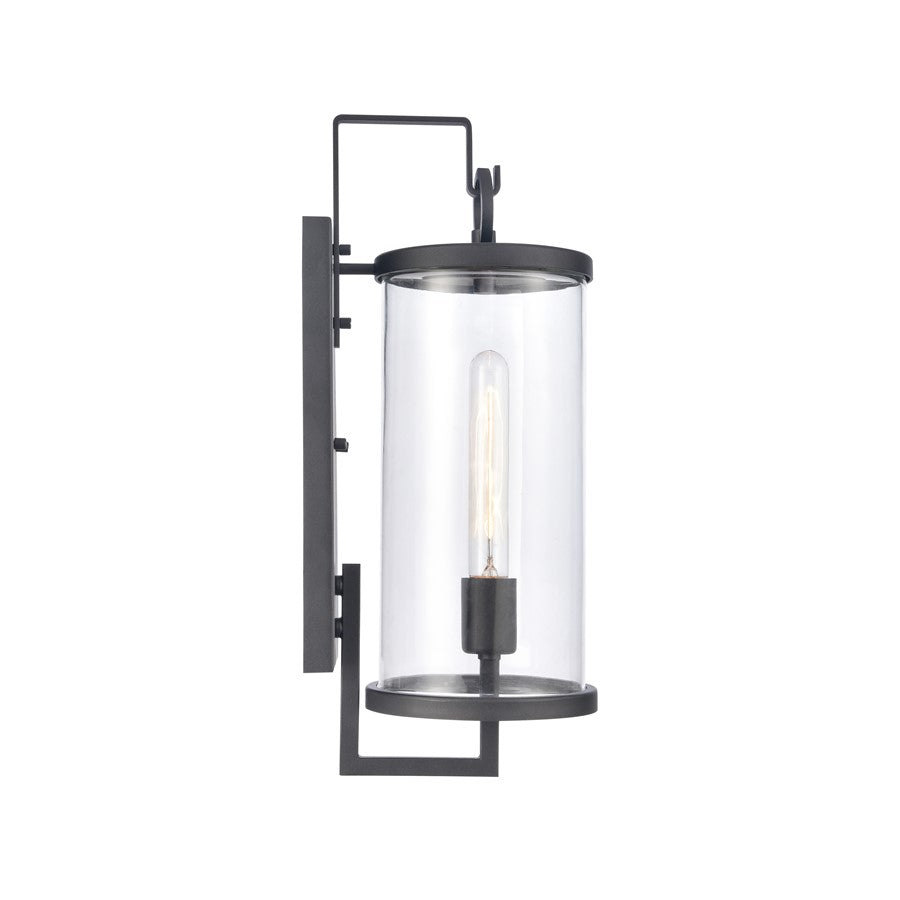 Atlas Hopkins 18in 1-Light Outdoor Sconce | Transitional Charcoal and Clear Glass | Entryway & Covered Patio | 6.25 x 8 x 17.75 in | Model OL11158-BK