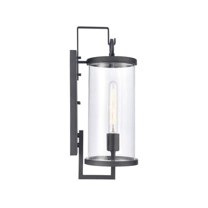Atlas Hopkins 18in 1-Light Outdoor Sconce | Transitional Charcoal and Clear Glass | Entryway & Covered Patio | 6.25 x 8 x 17.75 in | Model OL11158-BK