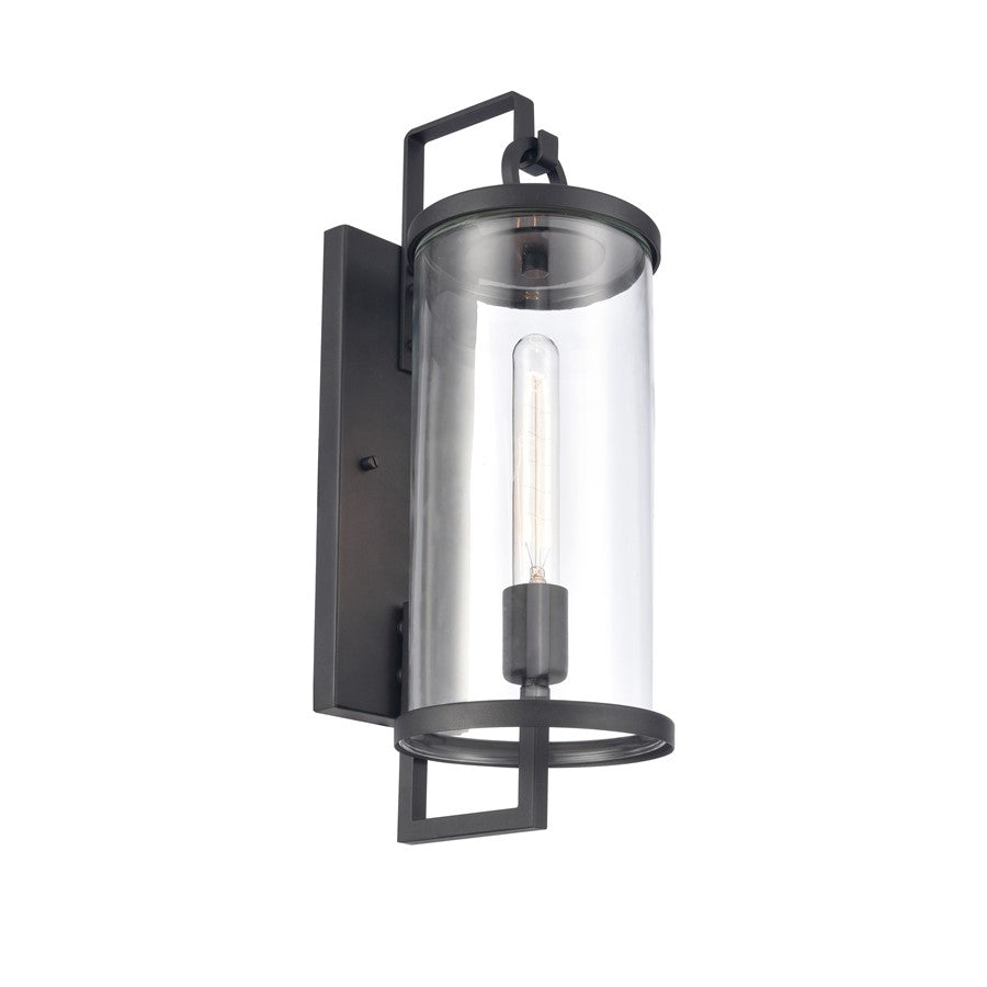 Atlas Hopkins 18in 1-Light Outdoor Sconce | Transitional Charcoal and Clear Glass | Entryway & Covered Patio | 6.25 x 8 x 17.75 in | Model OL11158-BK