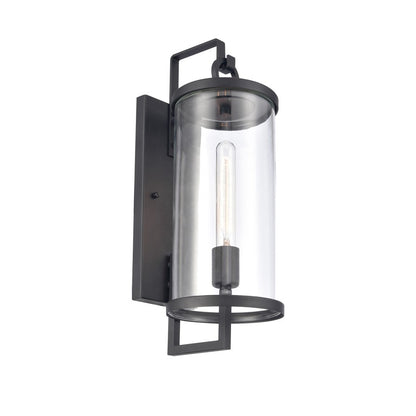 Atlas Hopkins 18in 1-Light Outdoor Sconce | Transitional Charcoal and Clear Glass | Entryway & Covered Patio | 6.25 x 8 x 17.75 in | Model OL11158-BK