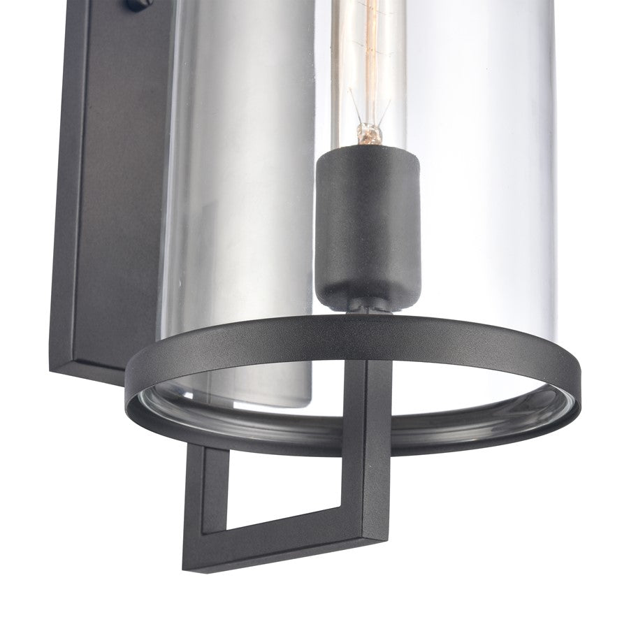 Atlas Hopkins 18in 1-Light Outdoor Sconce | Transitional Charcoal and Clear Glass | Entryway & Covered Patio | 6.25 x 8 x 17.75 in | Model OL11158-BK