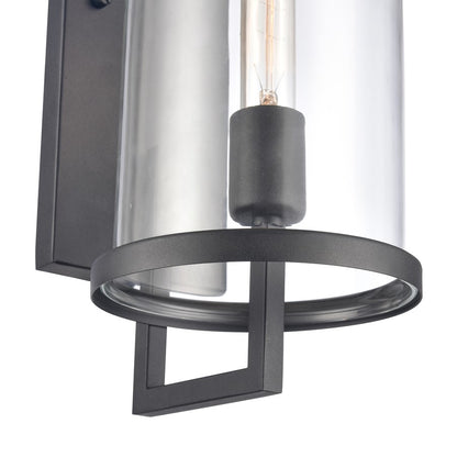 Atlas Hopkins 18in 1-Light Outdoor Sconce | Transitional Charcoal and Clear Glass | Entryway & Covered Patio | 6.25 x 8 x 17.75 in | Model OL11158-BK