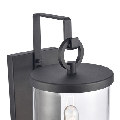 Atlas Hopkins 18in 1-Light Outdoor Sconce | Transitional Charcoal and Clear Glass | Entryway & Covered Patio | 6.25 x 8 x 17.75 in | Model OL11158-BK