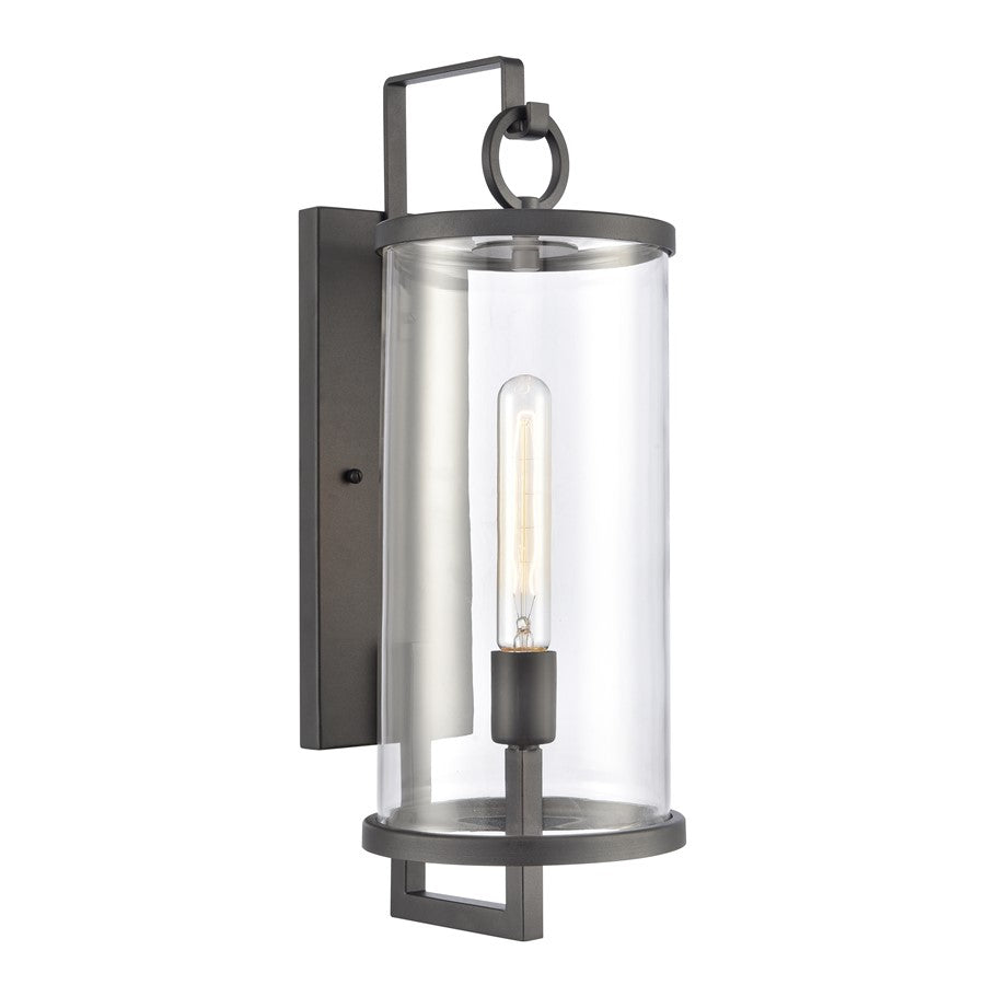 Atlas Lighting Hopkins 20in 1-Light Outdoor Sconce | Transitional Charcoal Black and Clear Glass | Entryway & Covered Patio | Model OL11159-BK