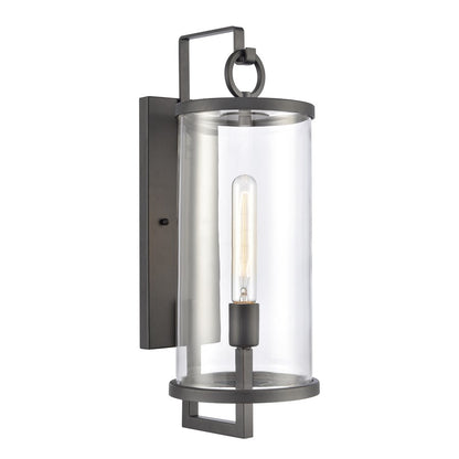 Atlas Lighting Hopkins 20in 1-Light Outdoor Sconce | Transitional Charcoal Black and Clear Glass | Entryway & Covered Patio | Model OL11159-BK