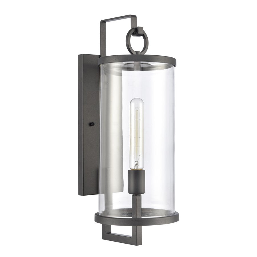 Atlas Lighting Hopkins 20in 1-Light Outdoor Sconce | Transitional Charcoal Black and Clear Glass | Entryway & Covered Patio | Model OL11159-BK