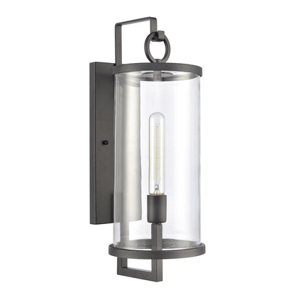 Atlas Lighting Hopkins 20in 1-Light Outdoor Sconce | Transitional Charcoal Black and Clear Glass | Entryway & Covered Patio | Model OL11159-BK
