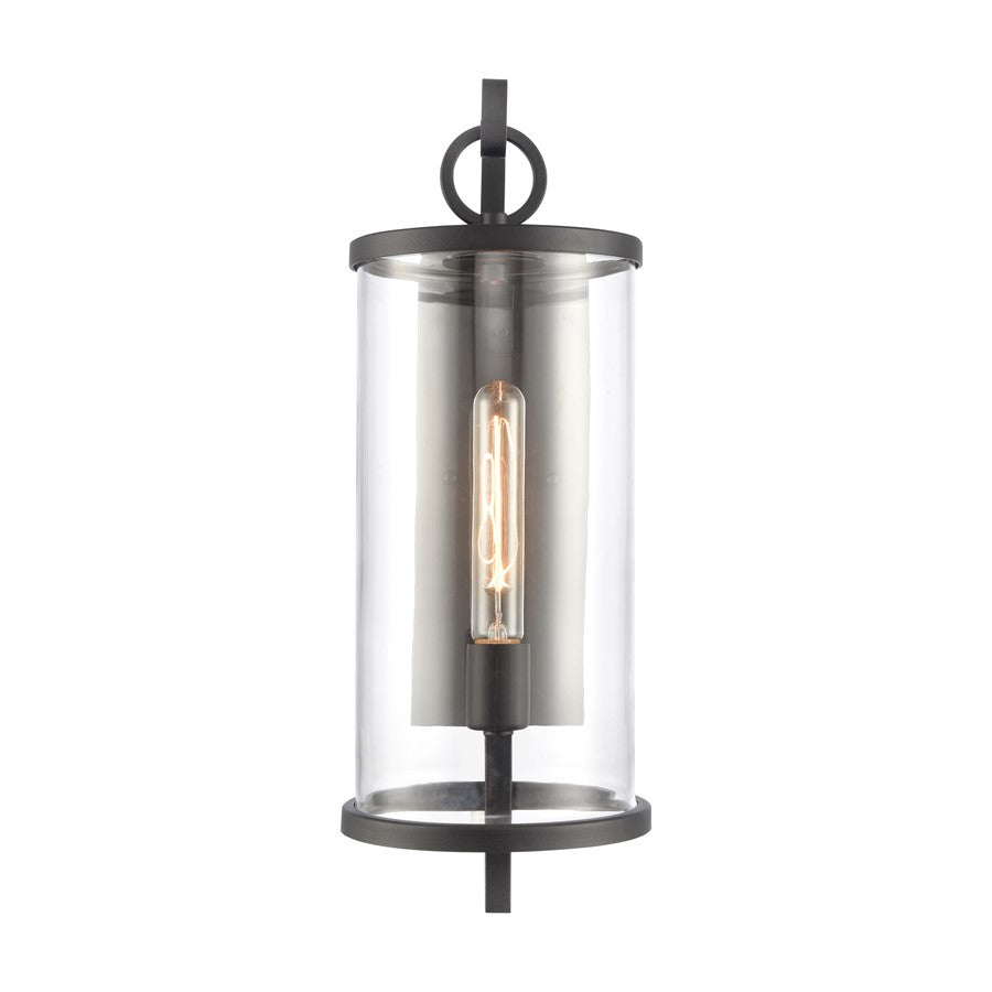 Atlas Lighting Hopkins 20in 1-Light Outdoor Sconce | Transitional Charcoal Black and Clear Glass | Entryway & Covered Patio | Model OL11159-BK