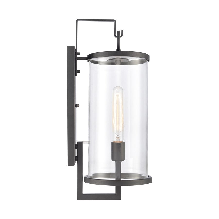 Atlas Lighting Hopkins 20in 1-Light Outdoor Sconce | Transitional Charcoal Black and Clear Glass | Entryway & Covered Patio | Model OL11159-BK