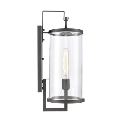 Atlas Lighting Hopkins 20in 1-Light Outdoor Sconce | Transitional Charcoal Black and Clear Glass | Entryway & Covered Patio | Model OL11159-BK
