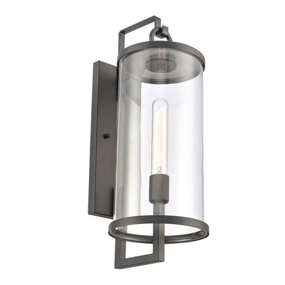 Atlas Lighting Hopkins 20in 1-Light Outdoor Sconce | Transitional Charcoal Black and Clear Glass | Entryway & Covered Patio | Model OL11159-BK