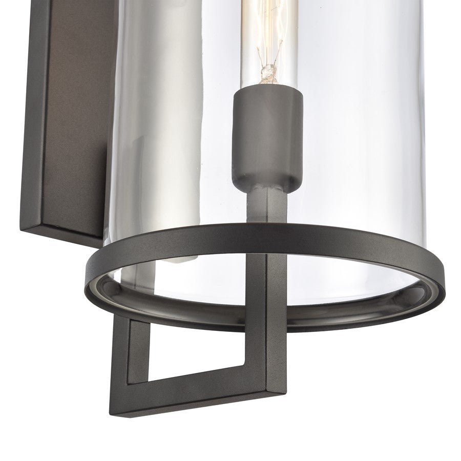 Atlas Lighting Hopkins 20in 1-Light Outdoor Sconce | Transitional Charcoal Black and Clear Glass | Entryway & Covered Patio | Model OL11159-BK