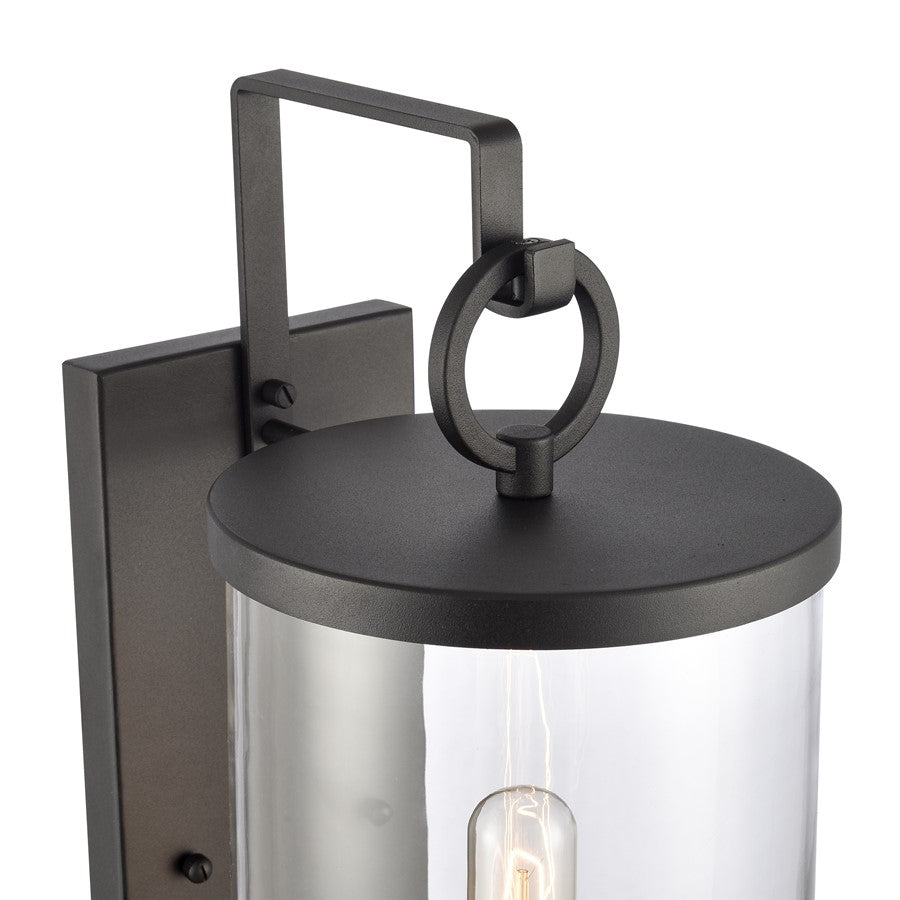 Atlas Lighting Hopkins 20in 1-Light Outdoor Sconce | Transitional Charcoal Black and Clear Glass | Entryway & Covered Patio | Model OL11159-BK