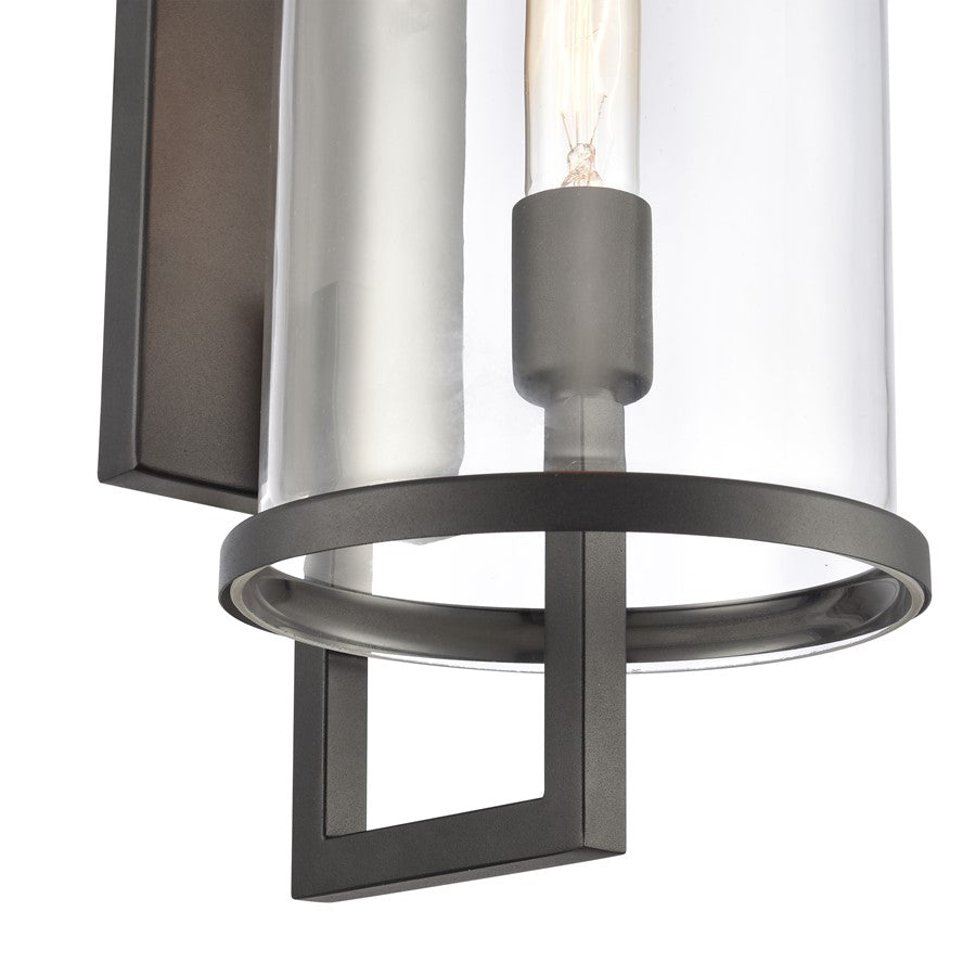 Atlas Lighting Hopkins 24in 1-Light Outdoor Sconce | Transitional Charcoal Black and Clear Glass | Entryway & Covered Patio | Model OL11160-BK
