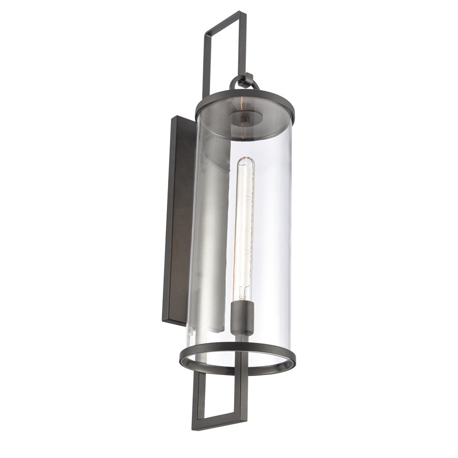 Atlas Lighting Hopkins 30in 1-Light Outdoor Sconce | Transitional Charcoal Black and Clear Glass | Entryway & Covered Patio | Model OL11161-BK
