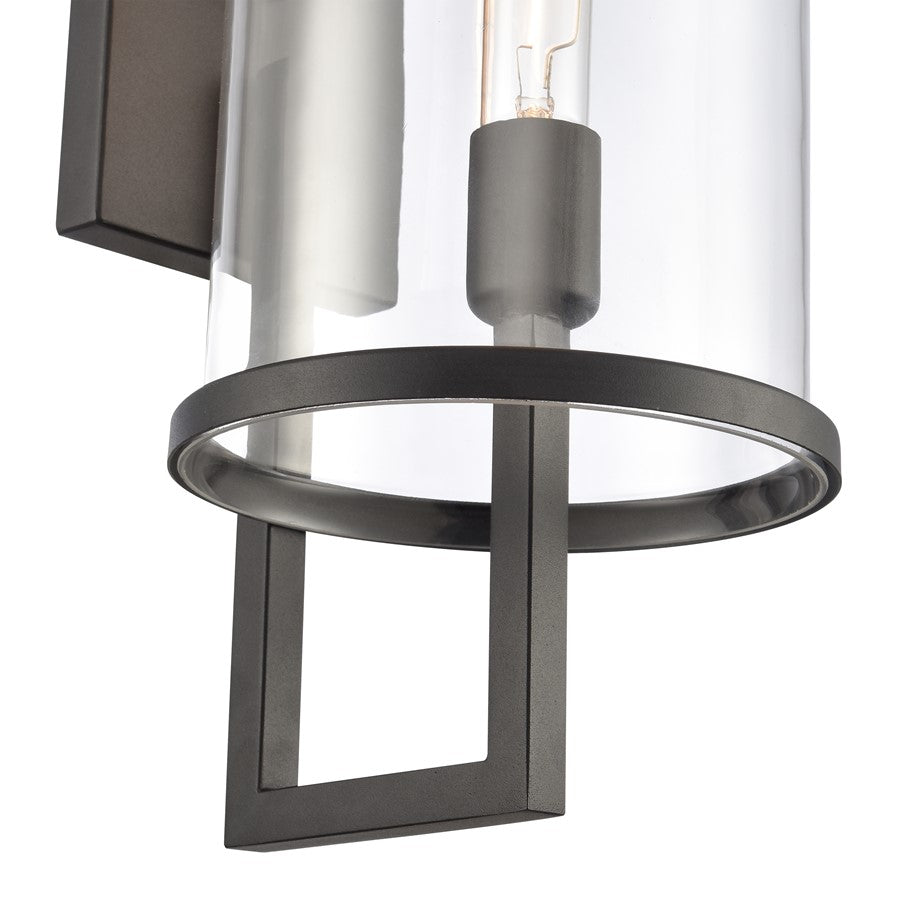 Atlas Lighting Hopkins 30in 1-Light Outdoor Sconce | Transitional Charcoal Black and Clear Glass | Entryway & Covered Patio | Model OL11161-BK