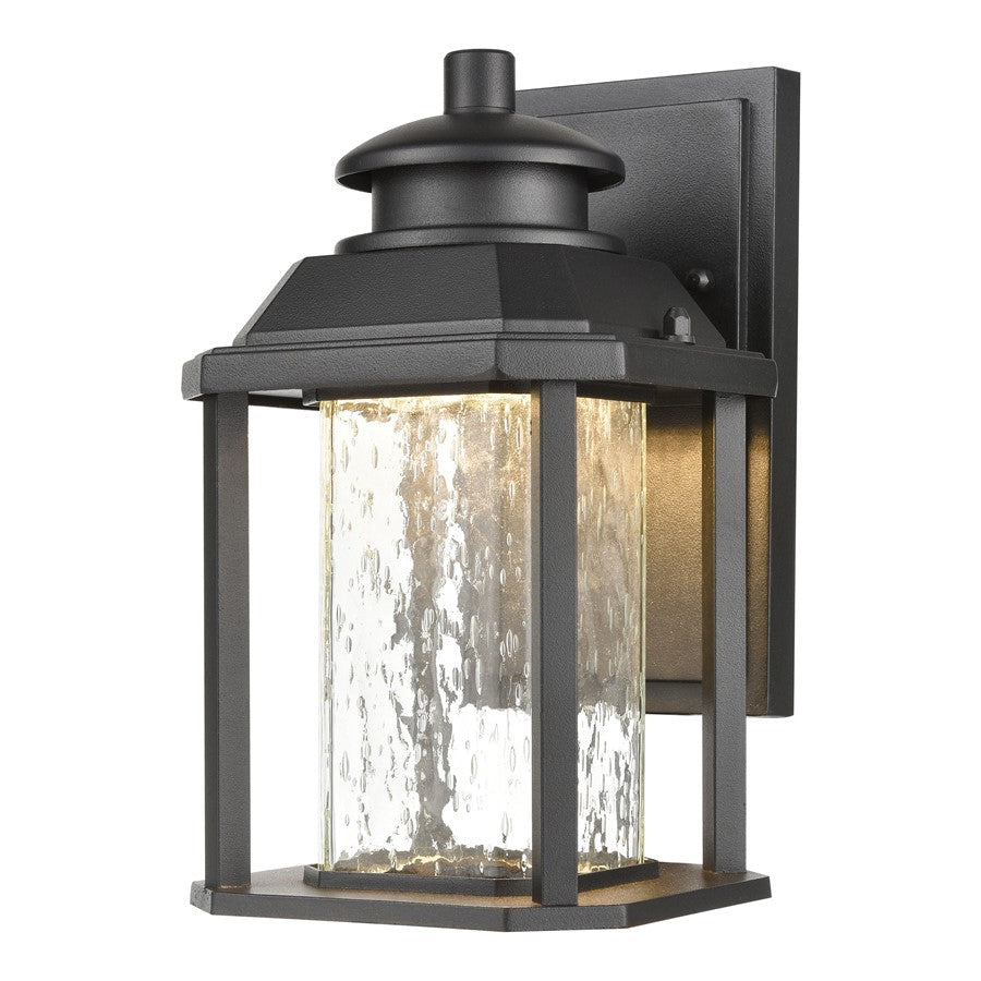 Atlas Lighting Irvine 10in 1-Light Outdoor Sconce | Traditional Matte Black and Seeded Glass | Entryway & Covered Patio | Model OL11162-BK