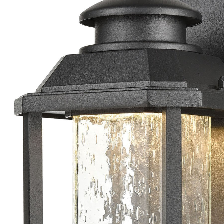 Atlas Lighting Irvine 10in 1-Light Outdoor Sconce | Traditional Matte Black and Seeded Glass | Entryway & Covered Patio | Model OL11162-BK