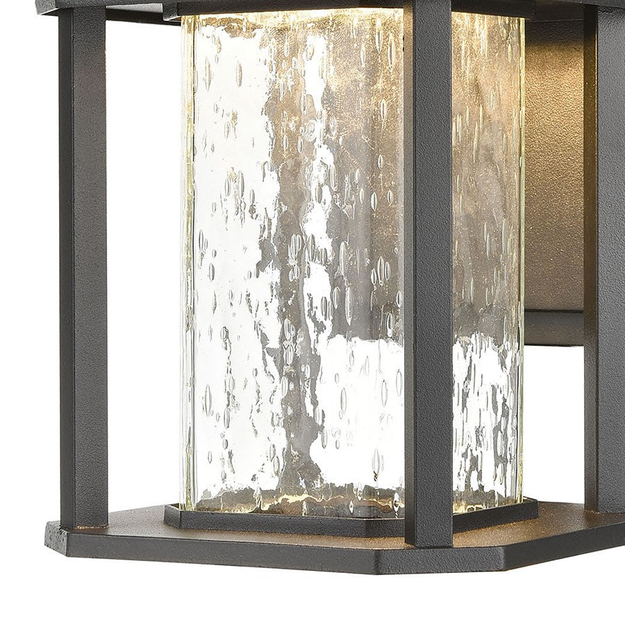 Atlas Lighting Irvine 10in 1-Light Outdoor Sconce | Traditional Matte Black and Seeded Glass | Entryway & Covered Patio | Model OL11162-BK