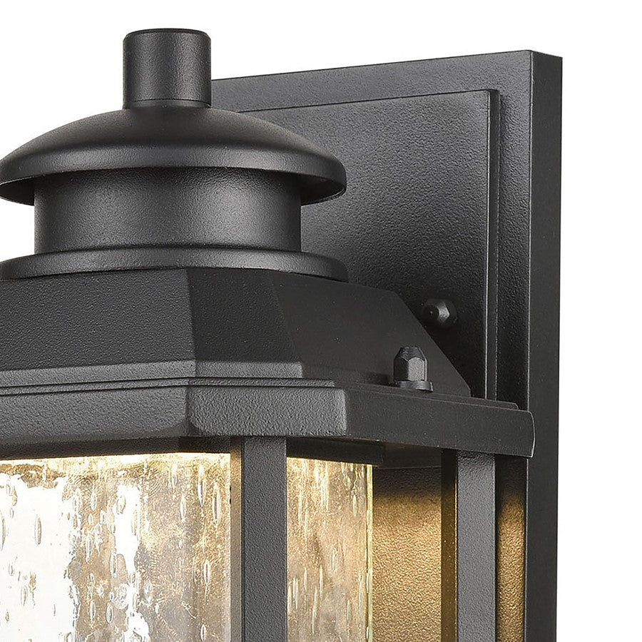 Atlas Lighting Irvine 10in 1-Light Outdoor Sconce | Traditional Matte Black and Seeded Glass | Entryway & Covered Patio | Model OL11162-BK