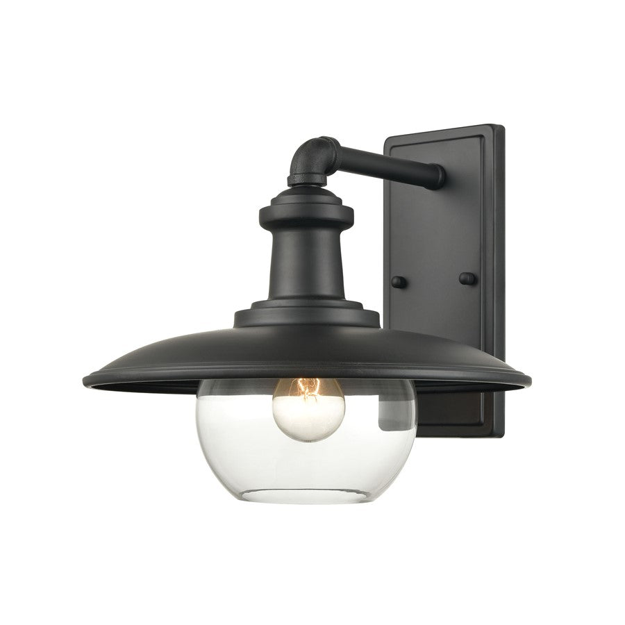 Atlas Lighting Jackson 13in 1-Light Outdoor Sconce | Traditional Matte Black and Clear Glass | Porch & Garage | 13 x 14 x 12 in | Model OL11163-BK