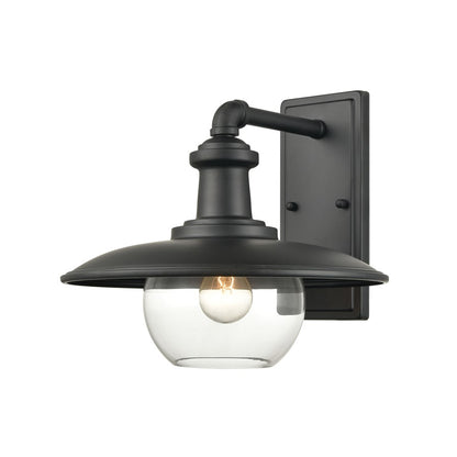 Atlas Lighting Jackson 13in 1-Light Outdoor Sconce | Traditional Matte Black and Clear Glass | Porch & Garage | 13 x 14 x 12 in | Model OL11163-BK