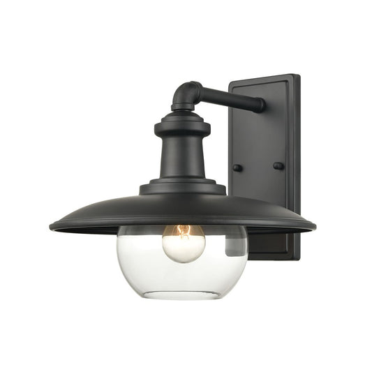 Atlas Lighting Jackson 13in 1-Light Outdoor Sconce | Traditional Matte Black and Clear Glass | Porch & Garage | 13 x 14 x 12 in | Model OL11163-BK