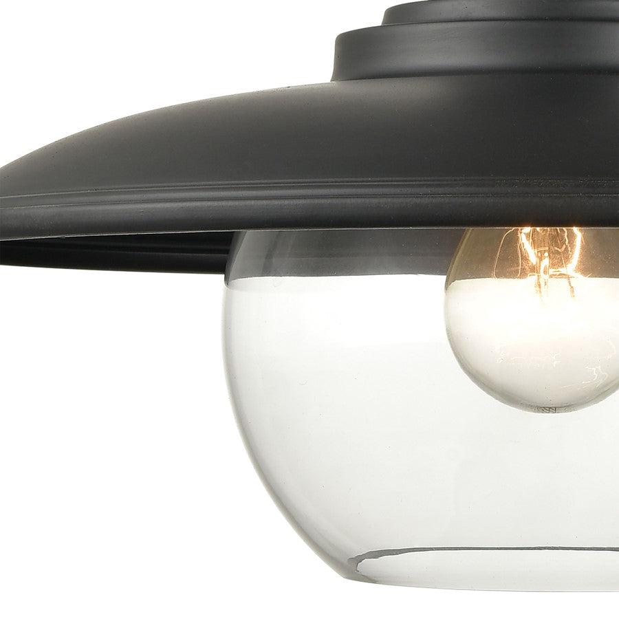 Atlas Lighting Jackson 13in 1-Light Outdoor Sconce | Traditional Matte Black and Clear Glass | Porch & Garage | 13 x 14 x 12 in | Model OL11163-BK