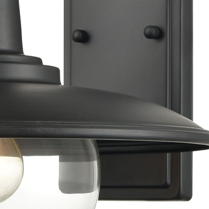 Atlas Lighting Jackson 13in 1-Light Outdoor Sconce | Traditional Matte Black and Clear Glass | Porch & Garage | 13 x 14 x 12 in | Model OL11163-BK