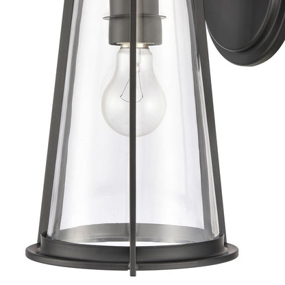 Atlas Lighting Kennison 13in 1-Light Outdoor Sconce | Transitional Matte Black and Clear Glass | Porch & Garage | 8 x 9 x 13 in | Model OL11166-BK