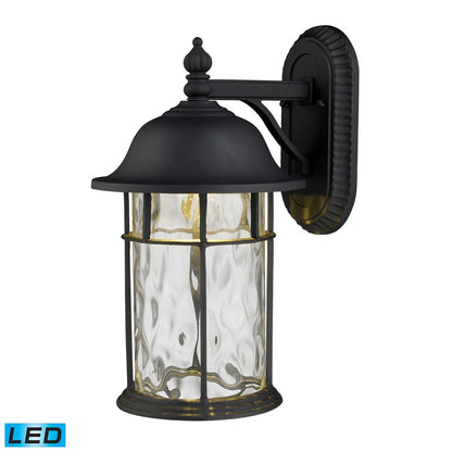 Atlas Lapuente 14in 1-Light Outdoor Sconce | Transitional Matte Black and Clear Glass | Entryway & Patio | 7 x 9 x 14 in | Model OL11169-BK