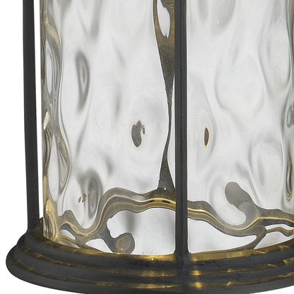 Atlas Lapuente 14in 1-Light Outdoor Sconce | Transitional Matte Black and Clear Glass | Entryway & Patio | 7 x 9 x 14 in | Model OL11169-BK