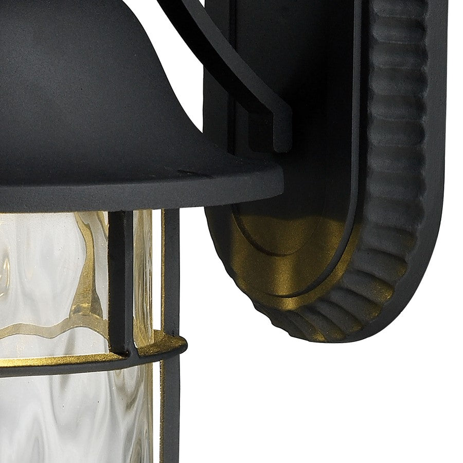Atlas Lapuente 14in 1-Light Outdoor Sconce | Transitional Matte Black and Clear Glass | Entryway & Patio | 7 x 9 x 14 in | Model OL11169-BK