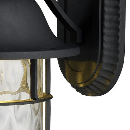Atlas Lapuente 14in 1-Light Outdoor Sconce | Transitional Matte Black and Clear Glass | Entryway & Patio | 7 x 9 x 14 in | Model OL11169-BK