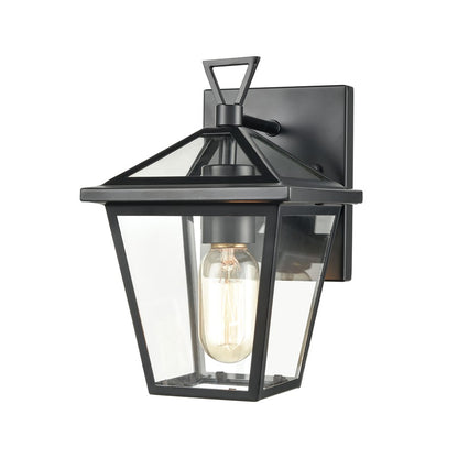 Atlas Lighting Main Street 10in 1-Light Outdoor Sconce | Traditional Black and Clear Glass | Porch & Entryway | 6 x 7 x 10 in | Model OL11172-BK