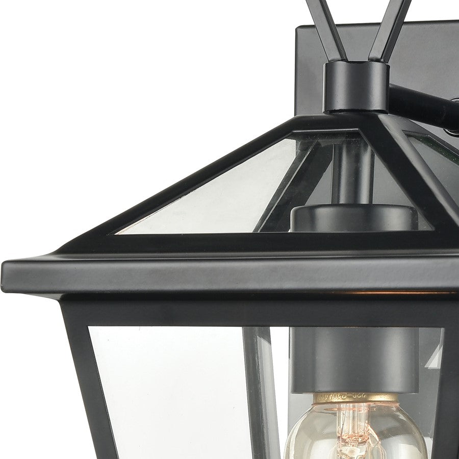 Atlas Lighting Main Street 10in 1-Light Outdoor Sconce | Traditional Black and Clear Glass | Porch & Entryway | 6 x 7 x 10 in | Model OL11172-BK